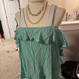 Free People Intimately Cascades Ruffle Cami Tank Top in Aqua Sea Green